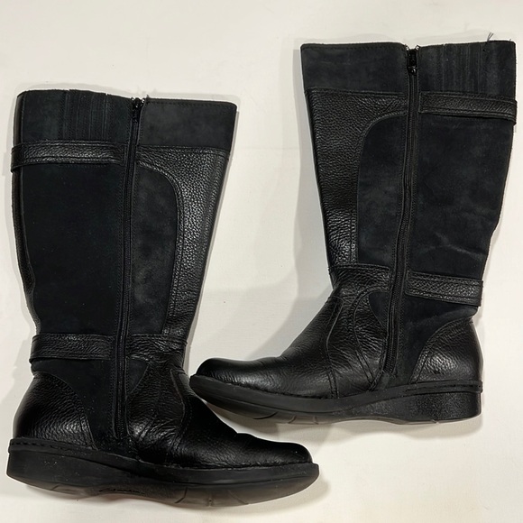 CLARKS Women’s Whistles Whey Black Zip Up Riding Boots Leather & Suede 8.5M - Picture 11 of 13